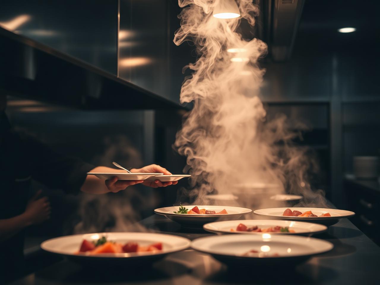Commercial kitchens at service